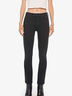 MOTHER The Mid Rise Dazzler Ankle Straight Leg Jeans in Black Size 32